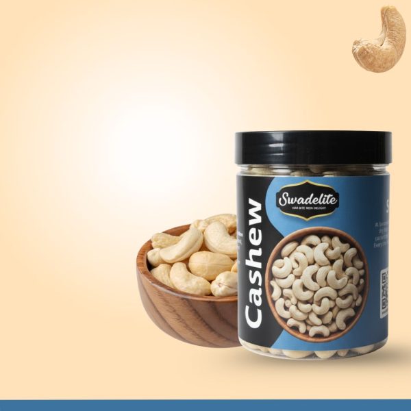 Swadelite Premium Cashew Nuts (Kaju) Jar - W320 Grade, Fresh & Crunchy - 300g